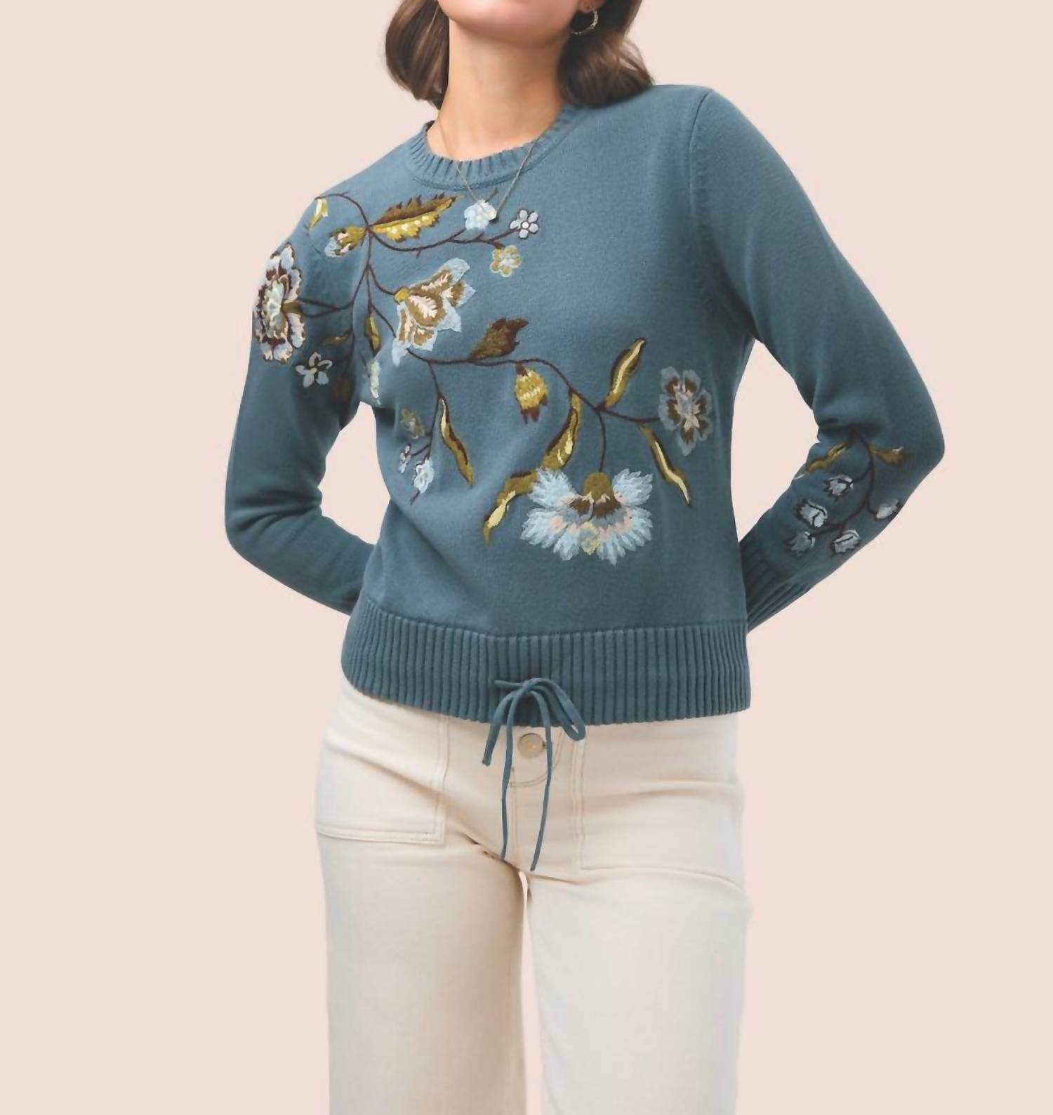 spartina 449 Dorothea Crew Sweater in smoky blue - women's sweater - view 5