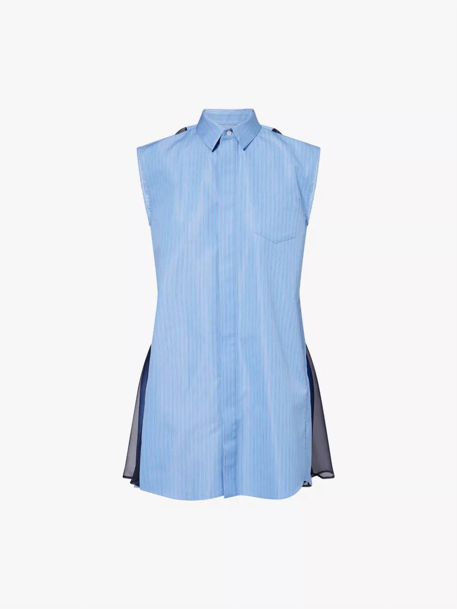 Sacai - Striped Poplin Sleeveless Dress