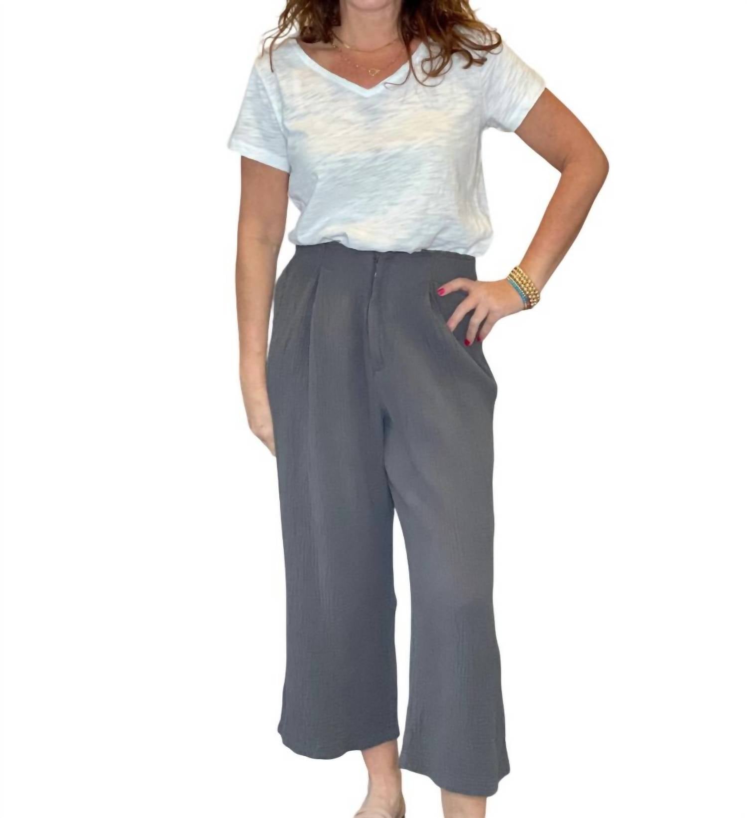 Hello Nite - Cinched Waist Gauze Pant