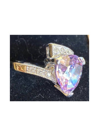 P & K Jewelry Women's Sterling Cubic Zirconia Ring in purple silver - women's jewelry