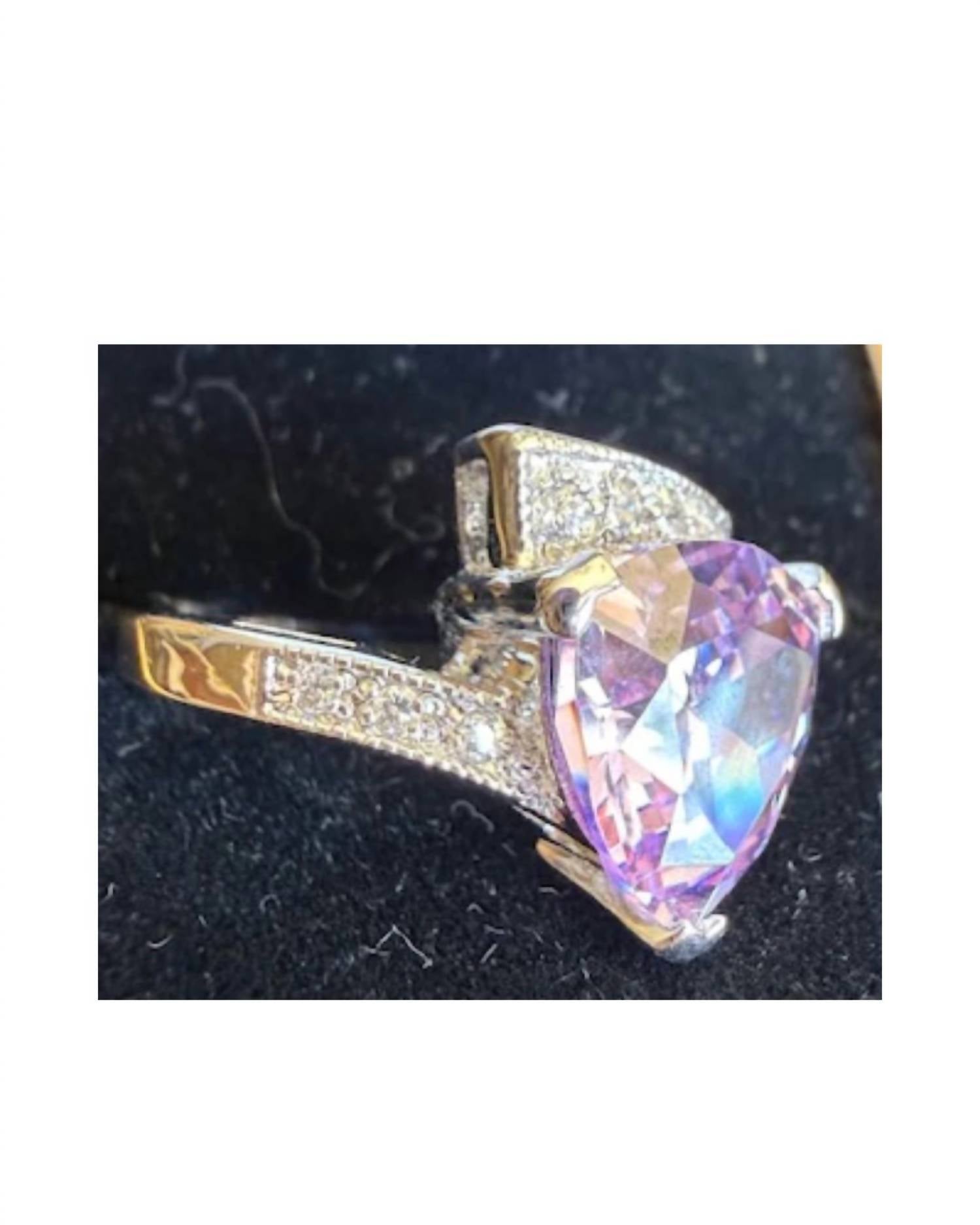 P & K Jewelry Women's Sterling Cubic Zirconia Ring in purple silver - women's jewelry