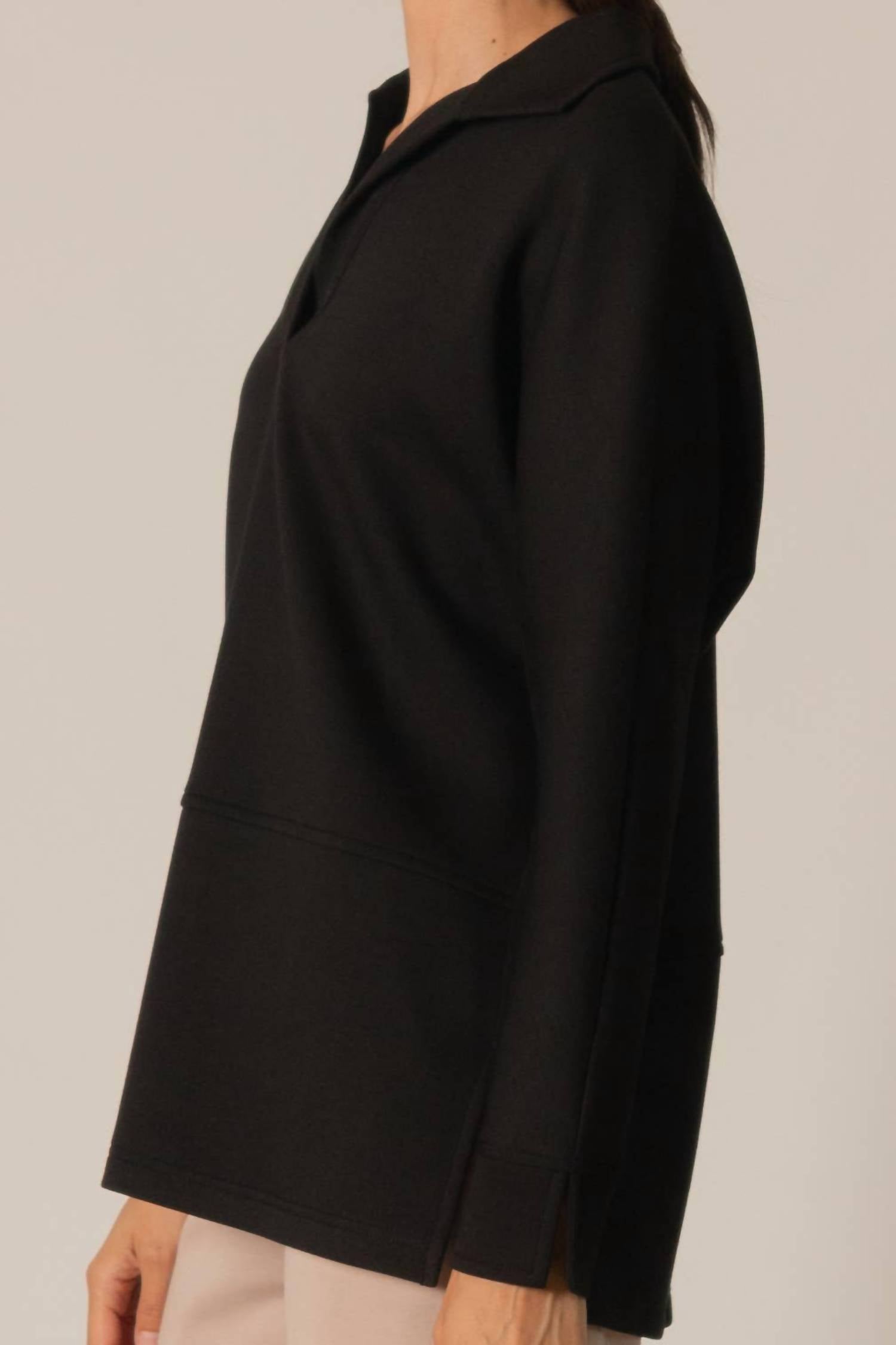 P.Cill - Modal Collared Long Sleeve Top