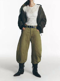 Free People We The Free Jax Washed Bomber Jacket in olive - women's jacket - view 5