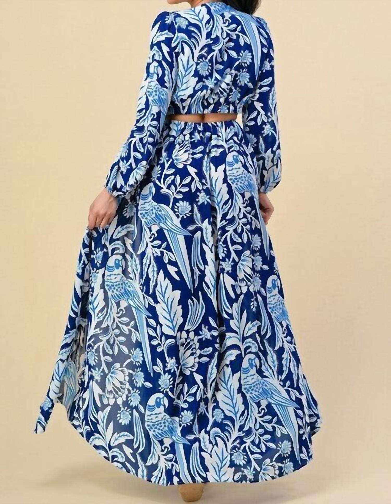 The Sang - Camille Chiffon O Ring Detail Floral Dress