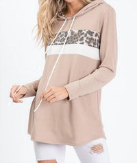 Mocha Leopard Print Hooded Sweatshirt