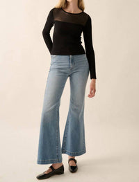 Promesa - SHAPER FIT MESH YOKE SOLID RIB-KNIT TOP