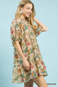 Umgee - Floral Tiered Babydoll Dress