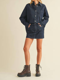 Klesis Cara Denim Mini Skirt in dark blue - women's skirt - view 4