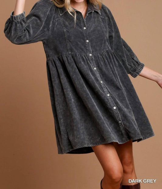 Umgee - Corduroy Mineral Wash Mini Dress