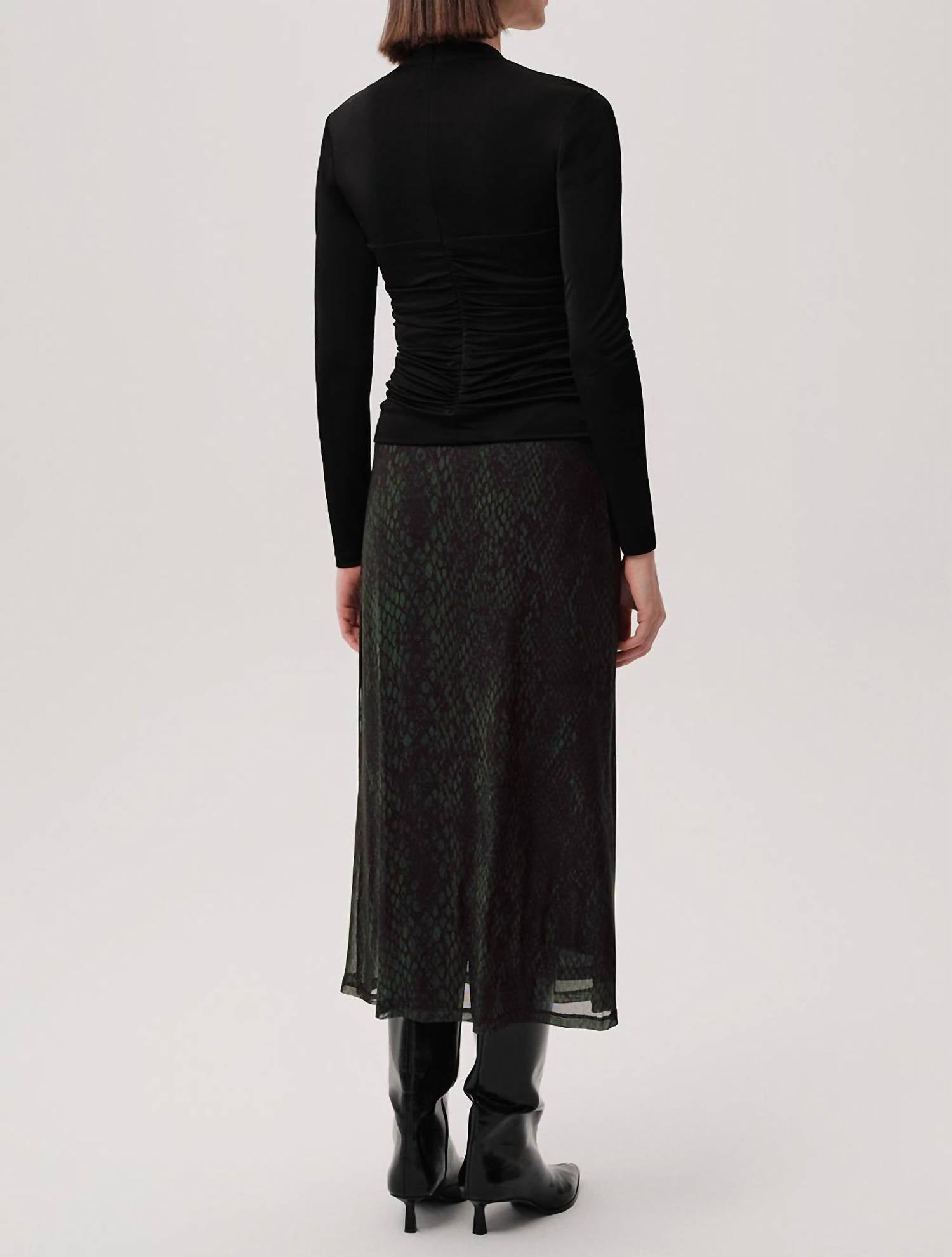 EXQUISE Linda K. Midi Skirt in green black - women's skirt - detail view