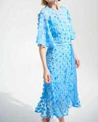 Joseph Ribkoff - 3d Florals Belted Chiffon Dress