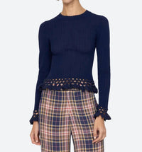 SEA Abbie Knit Long Sleeve Top in navy - women's long sleeve top - view 4