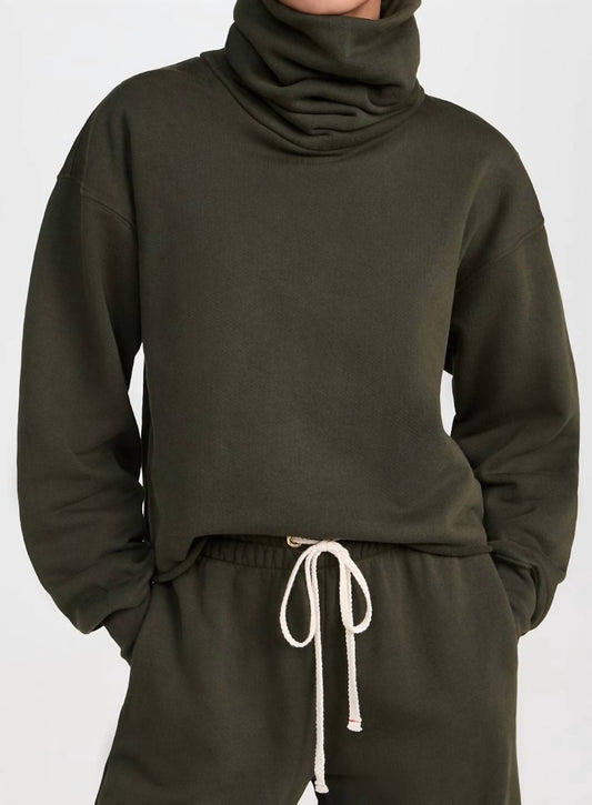 Les Tien - Corey Crop Cowl Neck Sweatshirt