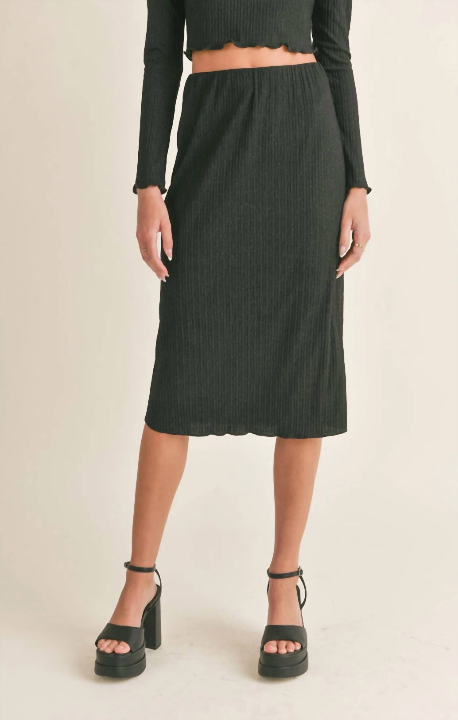Sadie & Sage - Nelly Lettuce Hem Midi Skirt