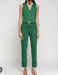 Vilagallo Kai Straight Leg Pants in green - women's pants - detail view