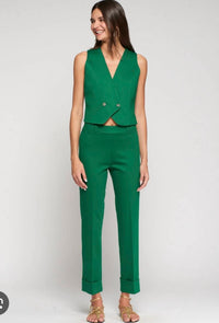 Vilagallo Kai Straight Leg Pants in green - women's pants - alternate view