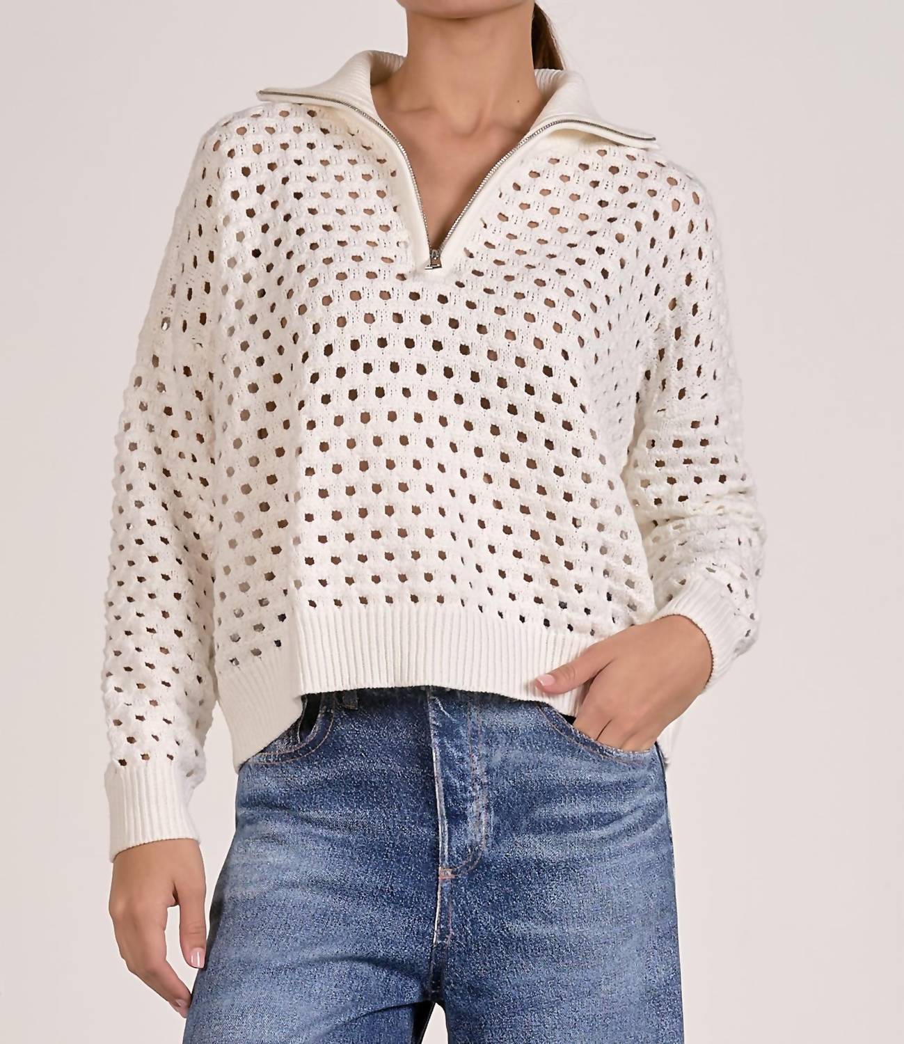 Elan - 1/4 Zip Crochet Sweater