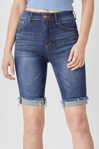 Risen - Mid Rise Clean Cuffed Bermuda Shorts