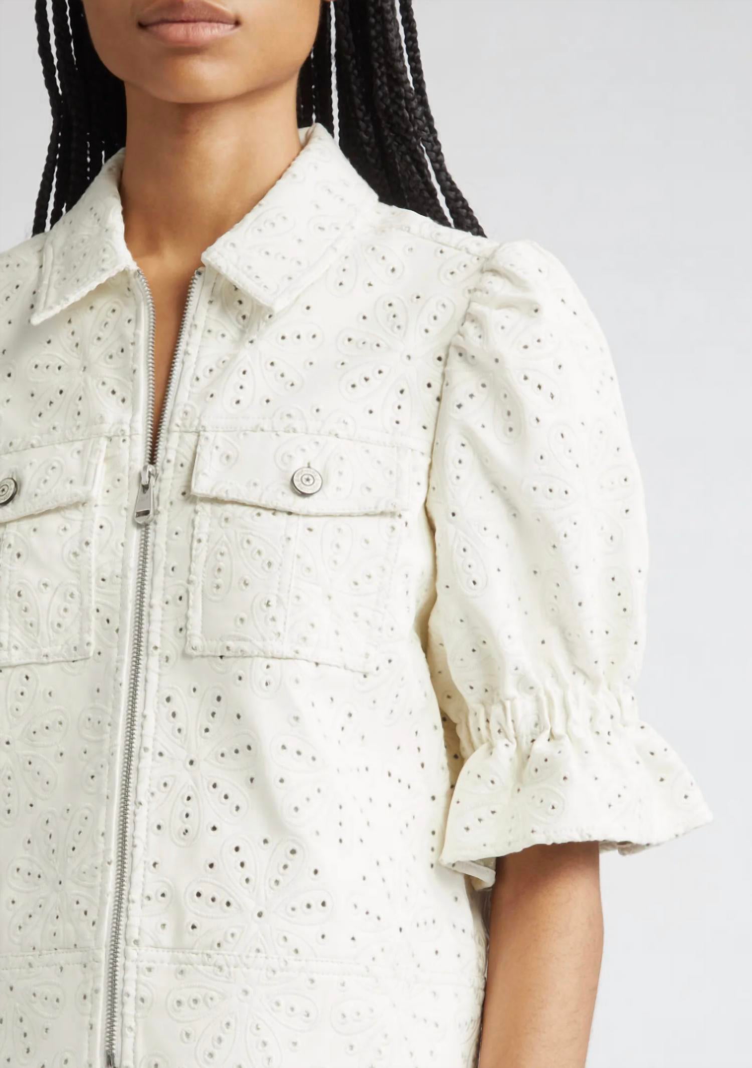 Cinq A Sept - Holly Embroidered Faux Leather Jacket