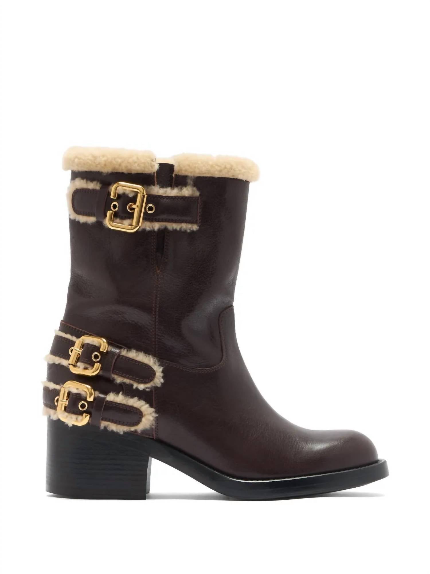 Chloe Women's Dakota Shearling Boot in burnt wood - women's shoe