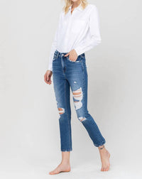 Vervet By Flying Monkey - Jeanne Distressed Slim Straight Leg Jeans
