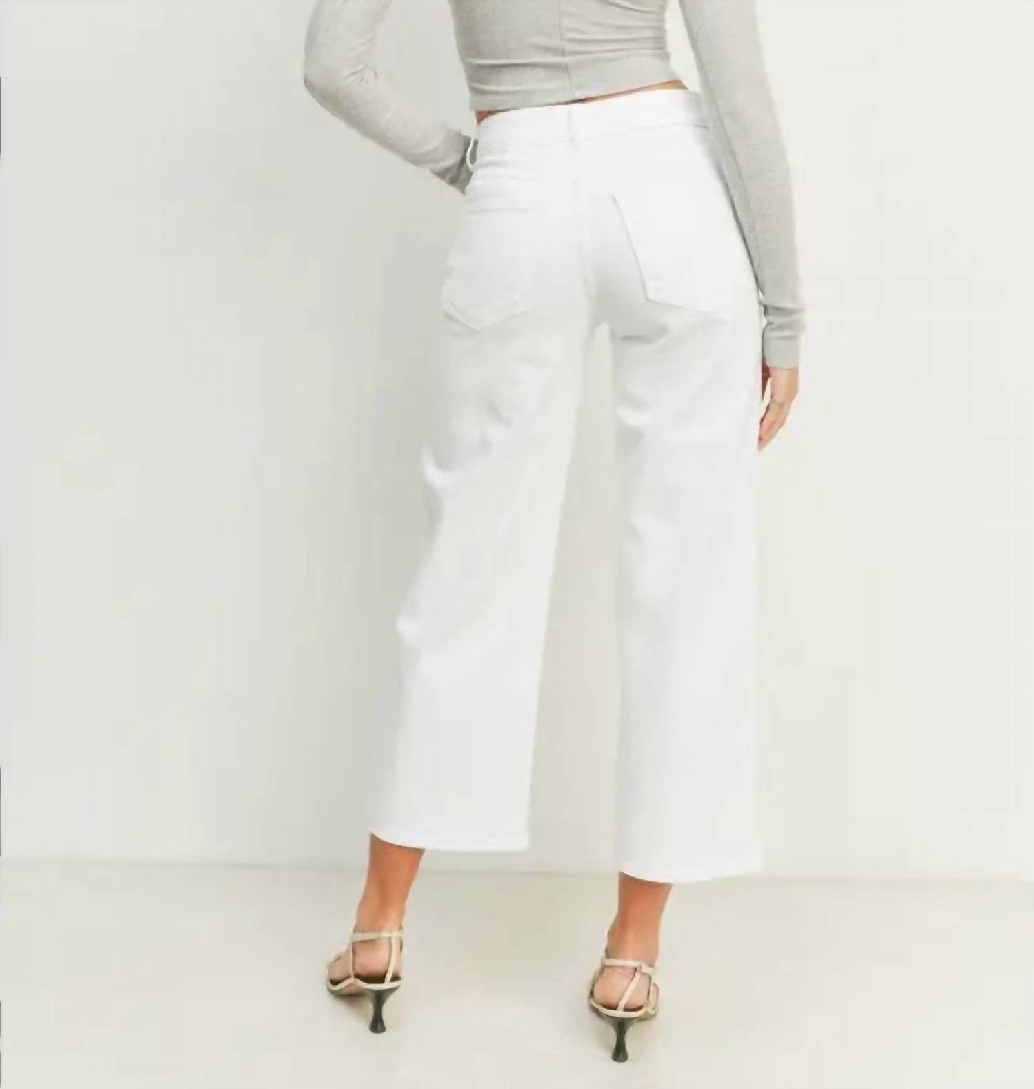 JUST BLACK DENIM Wide Leg Jeans in white - women's pants - detail view
