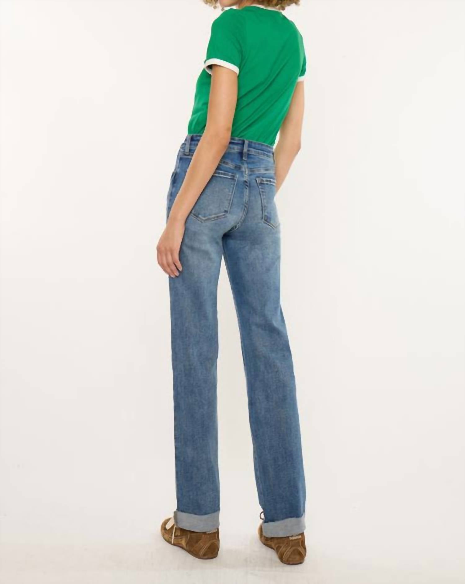 KanCan Lost High Rise True Straight Jeans in dark wash - women's jeans - alternate view
