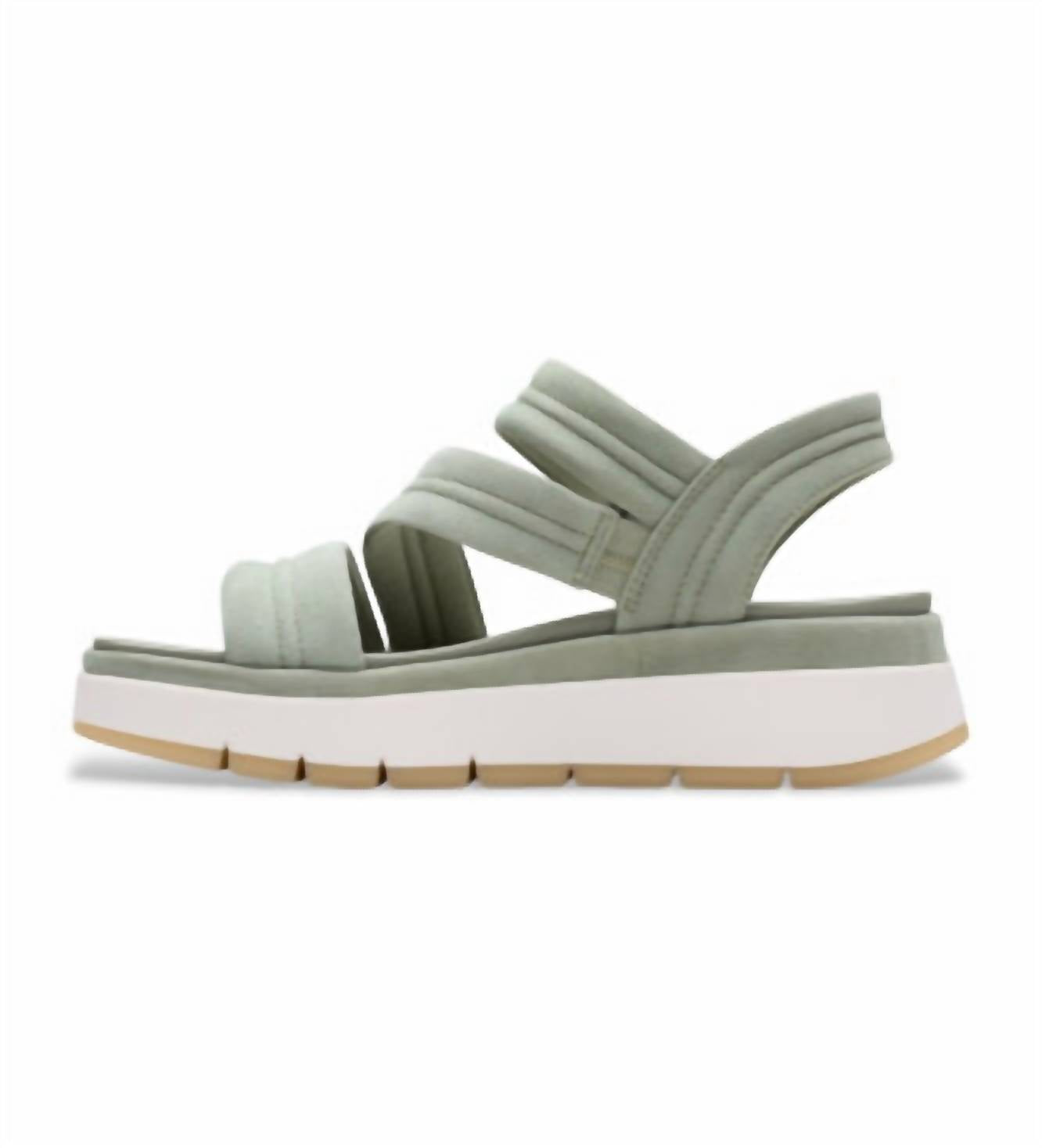 Clarks Women's Tuscan Strap Leather Sandals in light green suede - women's sandal - detail view