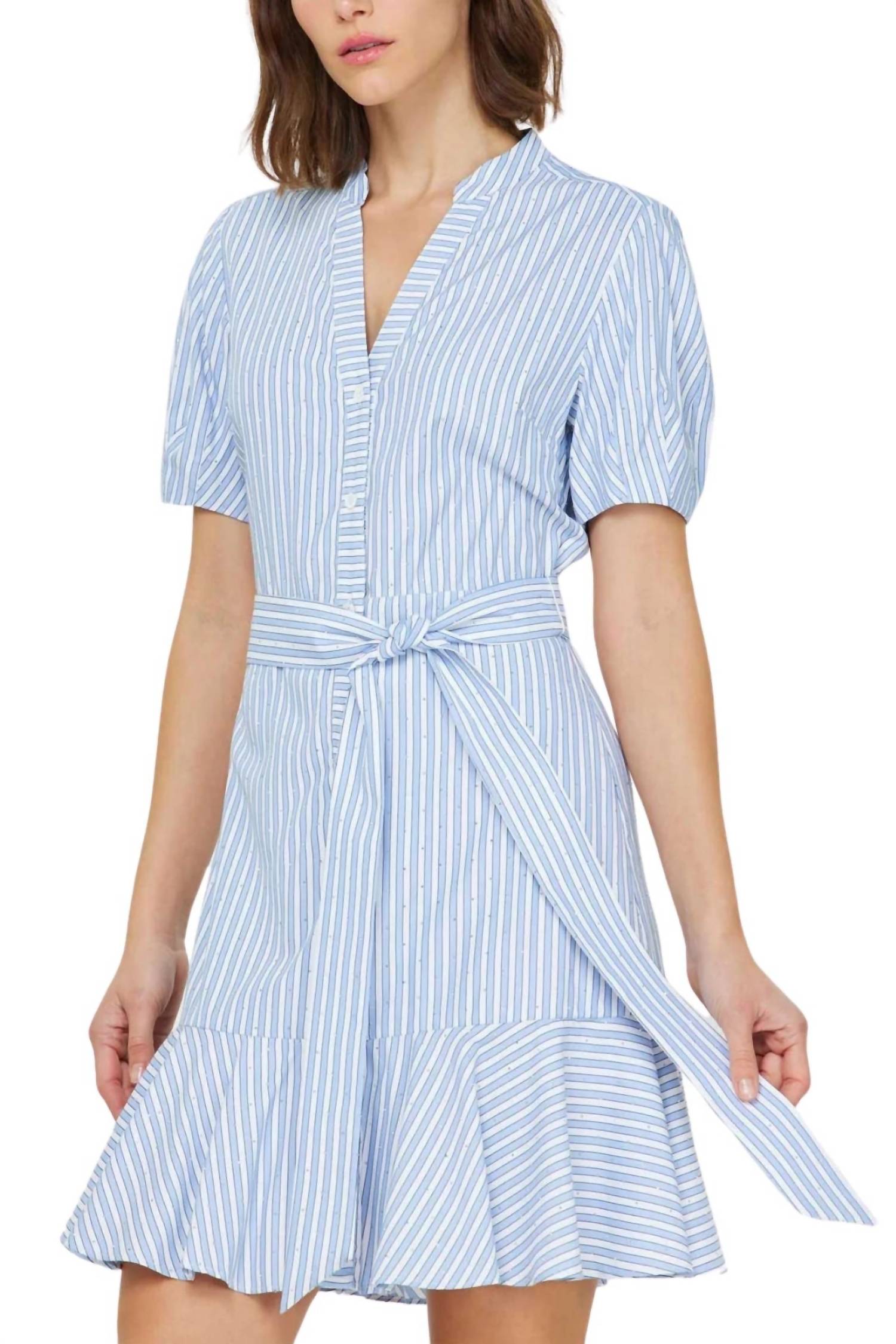 Current Air - Striped Shimmer Shirt Dress