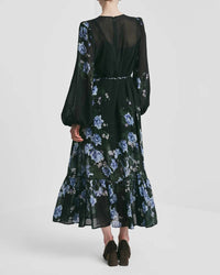 byTiMo Georgette Relaxed Midi Dress in amadora 1 - women's dress - detail view