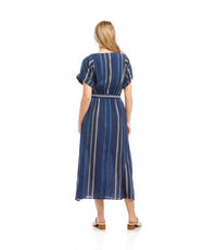 Karen Kane - Embroidered Cuffed Sleeve Midi Dress