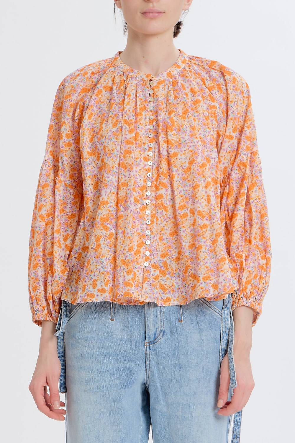 Something Navy - Long Sleeve Flowy Button Up Top