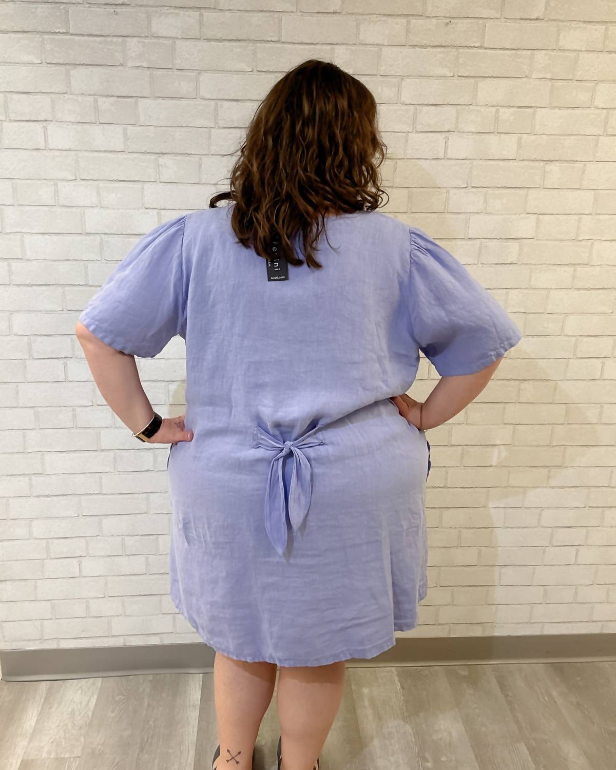 Fenini - Linen Puff Sleeve Dress - Plus
