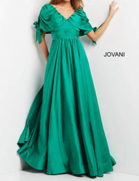 Jovani - Cap Sleeve A-line Evening Dress