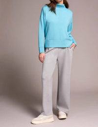 Tribal - Techno Lux Drop Shoulder Funnel Neck Knit Top