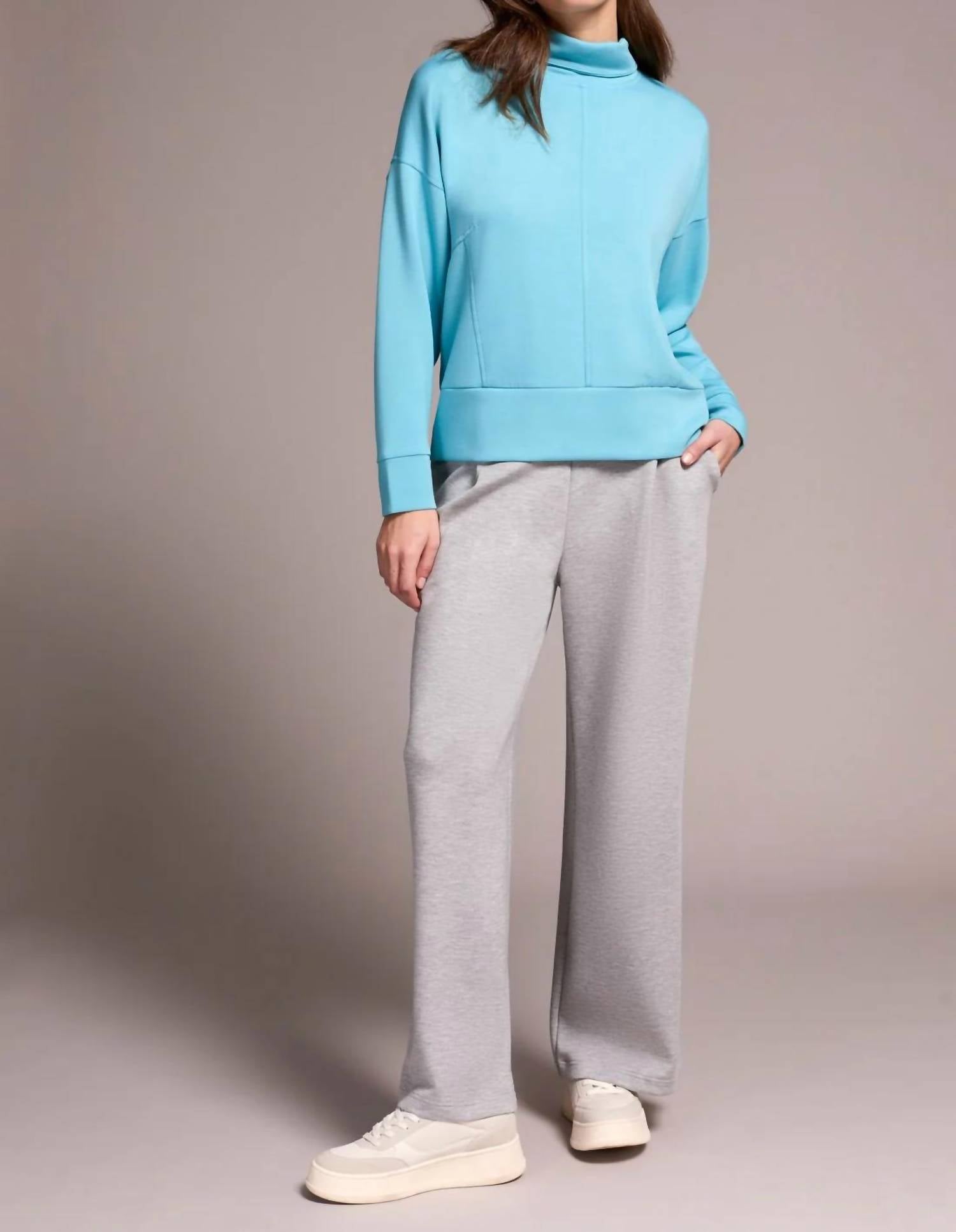 Tribal - Techno Lux Drop Shoulder Funnel Neck Knit Top