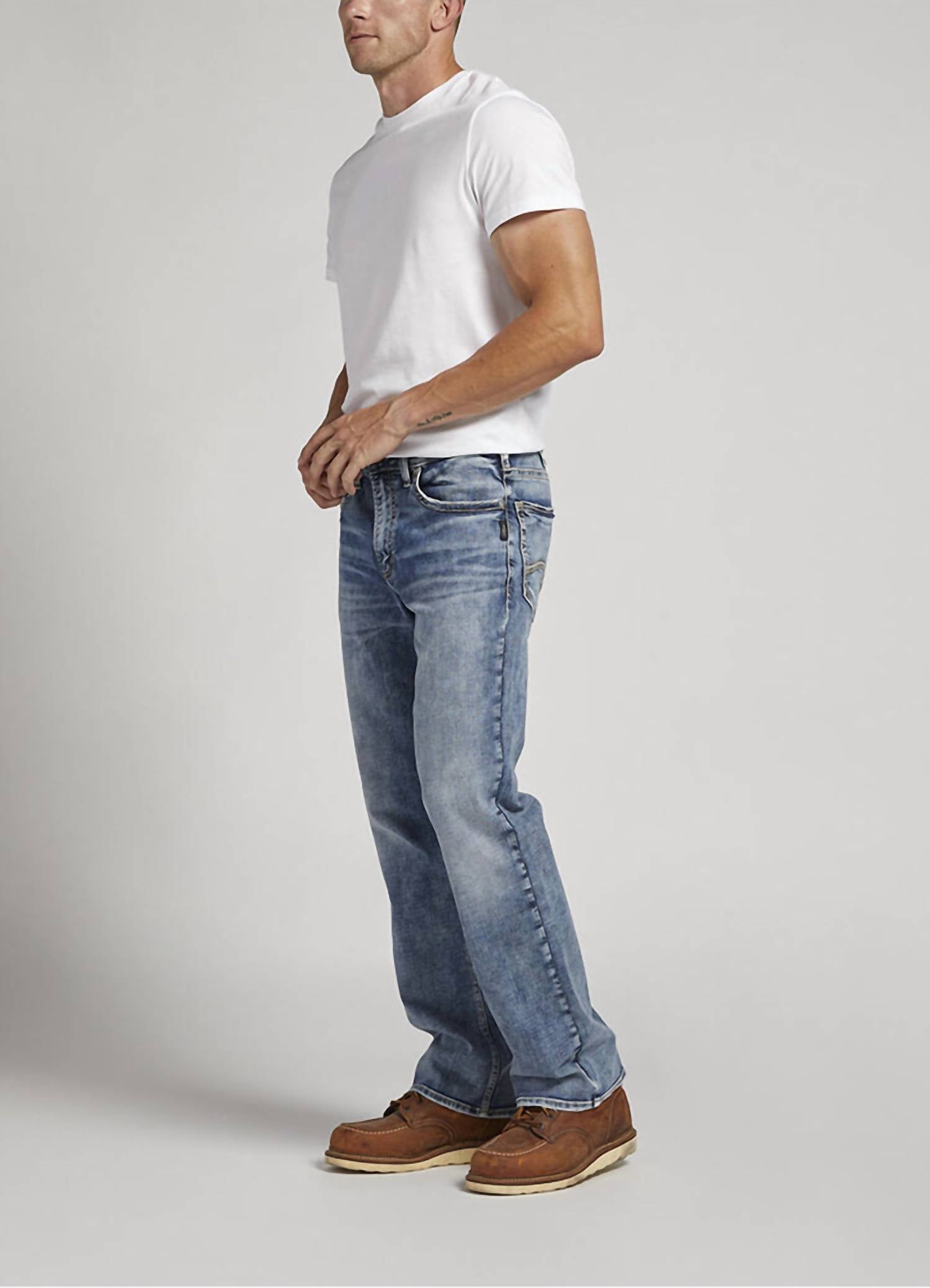 Silver Jeans Co Zac Relaxed Fit Jeans in indigo - men's jeans - detail view