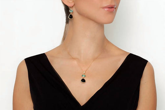 Avenue Chic - Women's Two Drop Oval Orchid Necklace