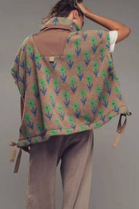 Urban Daizy - Women's Oversized Floral Sherpa Fleece Vest
