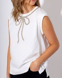 2.7 AUGUST APPAREL Glimmer with Grace Bow Tank in white - women's tank top - view 6