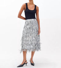 Rag & Bone Billie Sequin Midi Skirt in gunmetal - women's skirt