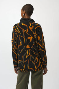 Joseph Ribkoff Cowl Neck Pullover With Pocket in black multi - women's shirt - view 4