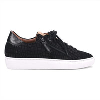 Ron White Women's Otanya Croc Embossed Suede Sneaker in onyx - women's sneaker