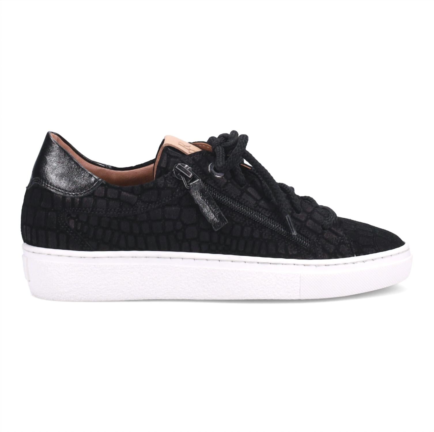 Ron White Women's Otanya Croc Embossed Suede Sneaker in onyx - women's sneaker