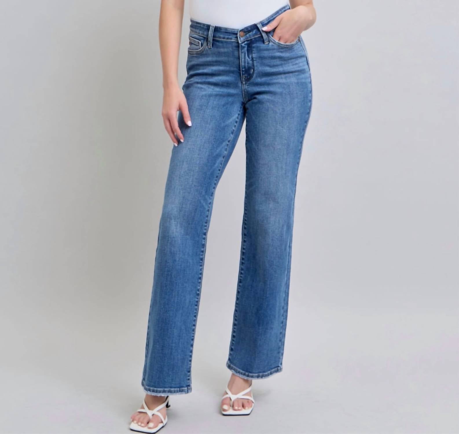 Judy Blue - Samantha Mid Rise V-front Straight Leg Jeans
