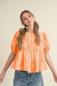 &Merci - Tayler Tiered Shirring Puff Sleeve Top