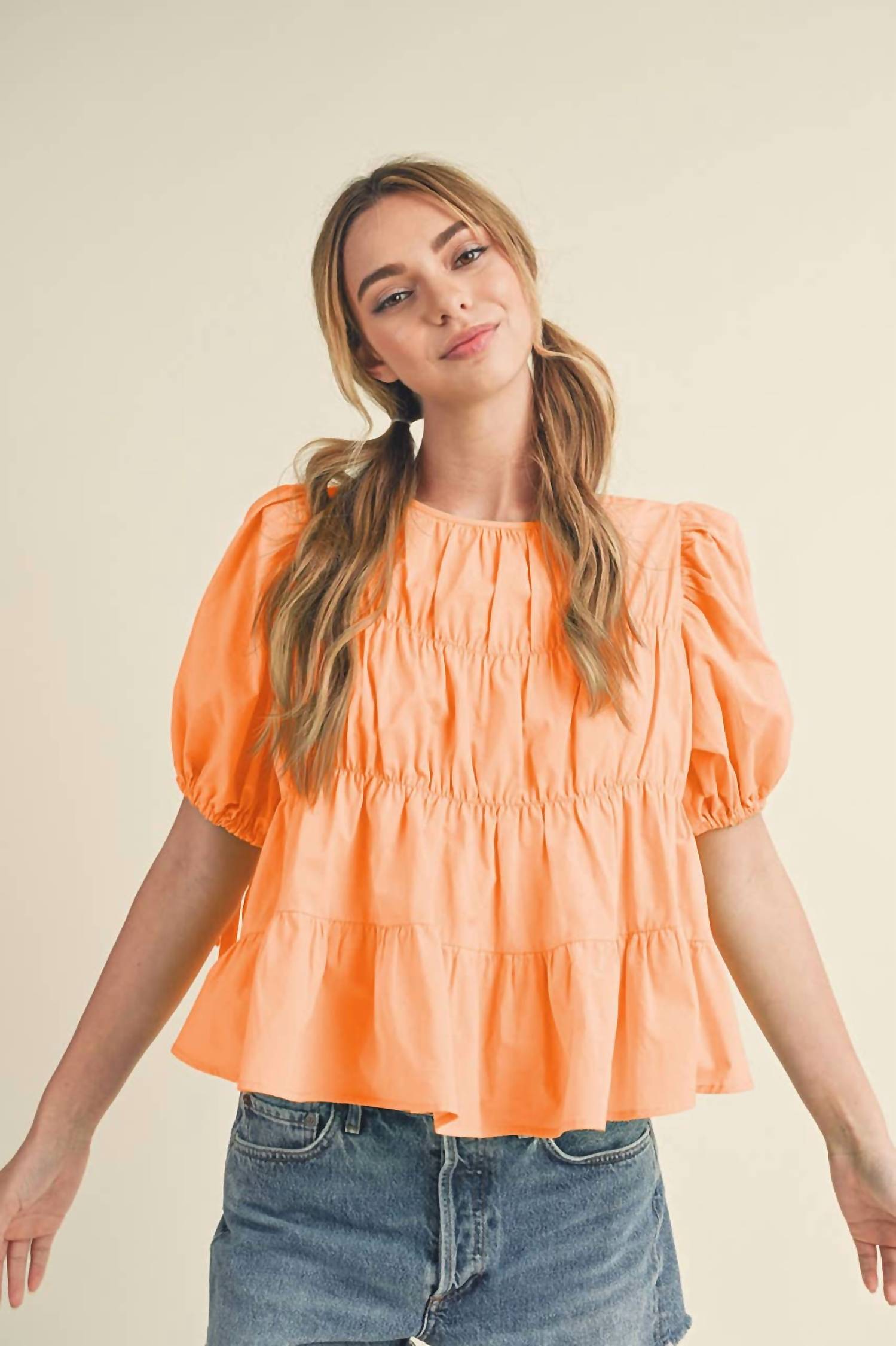 &Merci - Tayler Tiered Shirring Puff Sleeve Top
