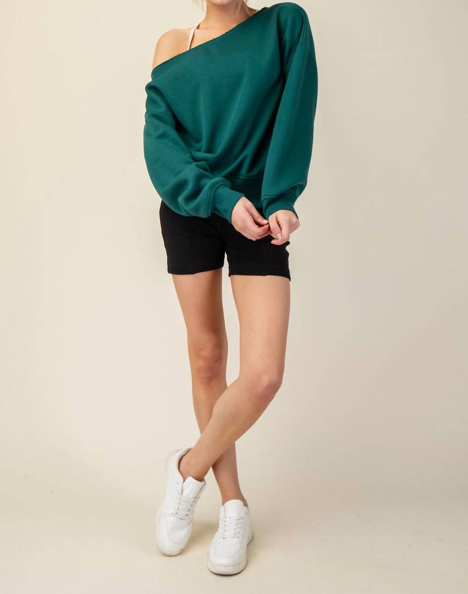 RAE MODE Right Where You Are Top in hunter green - women's sweater