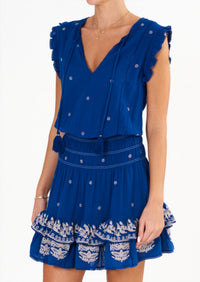 M.A.B.E. - Mina Embroidered V-neck Mini Dress