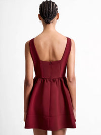FRENCH CONNECTION Azra Twill Low Back Mini Dress in cabernet - women's dress - detail view